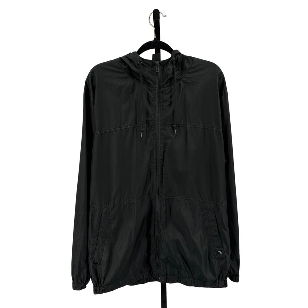 Zine Windbreaker Jacket WMN XXL Black Long Sleeve 100% Polyester Hooded Full Zip